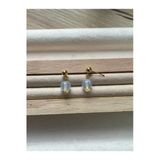 8 Mm Opal Taşı Altın Kaplama Top Küpe