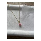8 Mm Pembe Opal Taşı Altın Kaplama Kolye