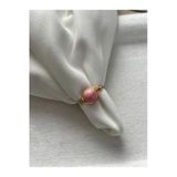 8 Mm Pembe Opal Taşı Ayarlanabilir Altın Tel Yüzük