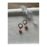 8 Mm Pembe Opal Taşı Gümüş Kaplama Halka Küpe