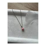8 Mm Pembe Opal Taşı Gümüş Kaplama Kolye
