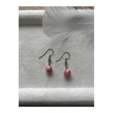 8 Mm Pembe Opal Taşı Gümüş Kaplama Sallantı Küpe