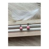 8 Mm Pembe Opal Taşı Gümüş Kaplama Top Küpe