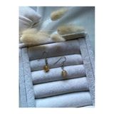 8 Mm Sitrin Taşı Gümüş Kaplama Sallantılı Küpe