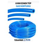 8 mm Tüp Hortumu Yüksek Kaliteli Esnek Mavi 2,70 M Uzunluğunda (2 Adet Kelepçe Hediyemizdir)