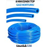 8 mm Tüp Hortumu Yüksek Kaliteli Esnek Mavi 5 M Uzunluğunda (2 Adet Kelepçe Hediyemizdir)
