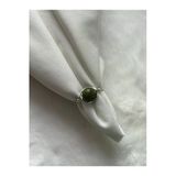 8 mm yeşim taşı ayarlanabilir tel yüzük (Gümüş)