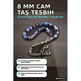 8 Mm Yuvarlak Cam Taş Tesbih - Tonları - 1 Adet Metal Aksesuarlı Bx-313737