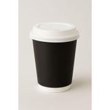 8 OZ DOUBLE WALL SİYAH GÖRÜNÜM KARTON BARDAK + BEYAZ KAPAKLI 25'Lİ KARIŞTIRICI (TIPAÇ) HEDİYELİ