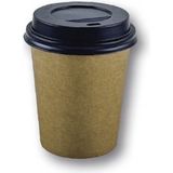 8 OZ Kahverengi Kraft Kapaklı Baskısız Karton Sıcak Kahve Bardağı 100 Adet