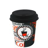 8 Oz Plastik Kapaklı Karton Kahve Bardak 250 ML 100 Adet Siyah