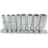 8 Parça 1/4" 6 Köşe Derin Lokma Anahtar Takımı (Raylı)