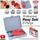 8 Parça Büyük Boy Panç Seti Ahşap Buat Kartonpiyer Alçıpan Delik Açma Oyuk Açma Stoktan