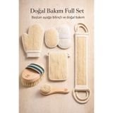 8 Parça Doğal Bakım Seti, At Kılı Fırça ve Kabak Lifi Kese, Vücut ve Yüz için, Spa Paketi