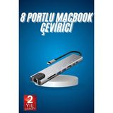 8 Port Çoklayıcı Macbook ile Uyumlu Çoğaltıcı Type-C Dönüştürücü Tf Sd Kart ( Lisinya )