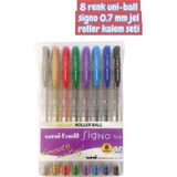 8 Renk Uni-Ball Signo 0.7 mm Jel Roller Kalem Seti - Renkli - standart