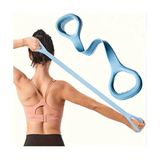8 Şekilli Silikon Yoga Direnç Bantları - Sırt, Bel ve Kol Antrenmaı Elastik Fitness Ergonomik - Mavi