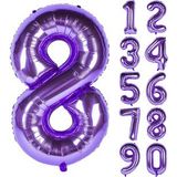 8 Sekiz Rakam Mor Folyo Balon 32"-34" Inc 80 cm