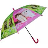 8 Telli Yarı Otomatik 84Cm Çaplı Düdklü Kedi Desenli Çocuk Baston Şemsiye