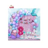 8 Yaş Deniz Kızı Banner Balon Mavi Mor Balonlar Folyo Saçak Perde Seti Doğum Günü Parti Süsü, 89484464646