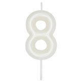8 Yaş Parlak Inci Beyazi Şik Mum 12 Cm, 41110001110152