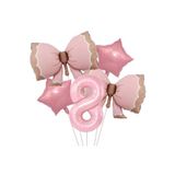 8 Yaş Pembe Renkli Retro Pembe Fiyonklu Balonlu Doğum Günü Parti Seti Süsü