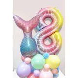 8 Yaş Rakam Balonlu Deniz Kızı Kuyruğu Karşılama Seti Doğum Günü Parti Seti Süsü