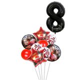 8 Yaş Siyah Rakam Balonlu Şimşek Mcqueen Balon Seti Arabalar (Cars) Konfetili Şeffaf Balon