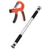 80-130 Cm Krom Kapı Barı & 10-40 Kg Ayarlanabilir El Yayı Koridor Barfiksi Barfix Çubuğu