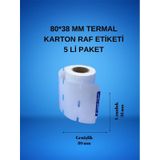 80 38 Mm Termal Karton Raf Etiketi 5 Li Paket Diğer