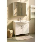 80 Cm Beyaz Mdf Seramik Lavabolu Ayaklı Aynalı Banyo Dolabı