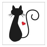 80 cm Kalpli Kedi Folyo Sticker