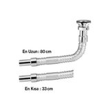80 cm Krom Körüklü Lavabo Gider Borusu – Esnek Metal Lavabo Sifon Hortumu, Uzatılabilir Gider Borusu, Banyo ve Mutfak Lavaboları Için Dayanıklı Sifon Bağlantı Hortumu - 000-Siyah - Option-1