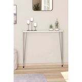 80 cm Oval Kenar Dresuar Petek Üstü Beyaz Gümüş Ayak - Beyaz - Gümüş