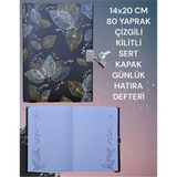 80 Sayfa Çizgili Kilitli Günlük Hatıra Defteri 14X20 cm Beyaz Sayfalı