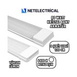 80 Watt 120 cm Kristal Yatay LED Bant Armatür - Trafolu Beyaz Işık - 8 ADET - 6500K - Beyaz İşık