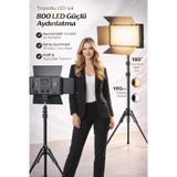 800 Led Profesyonel Video Işığı Tripodlu Ayarlanabilir Parlaklık & 3200k-5600k Renk Sıcaklığı Fotoğraf, Yayıncı, Vlog Işığı