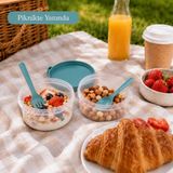 800 ml Çift Hazneli Yoğurt Kabı Granola Müsli Yulaf Saklama Kabı Çatal Kaşık Dahil Bpa Içermez Sariva Home
