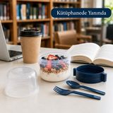 800 ml Çift Katlı Beslenme Kabı Yoğurt Müsli Granola Yulaf Kabı Çatal Kaşık Dahil Sızdırmaz Sariva Home