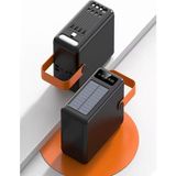 80000MAH 4usb Dahili Mikro Type-C Lightining Kablolu Kamp Işıklı Solar Güneş Enerjili Powerbank - Siyah