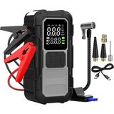 8000MAH Akü Takviye ve Lastik Şişirme Kompresörü – Taşınabilir Jump Starter, Dijital Hava Pompası, USB Powerbank, Çift Dijital Ekranlı Araç Akü Takviy