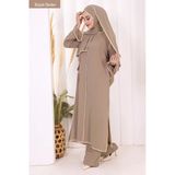 8001-1 Biyeli Pantolonlu Tunik Takım Şal Vizon