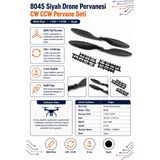 8045 Siyah Drone Pervanesi - Cw Ccw Pervane Seti