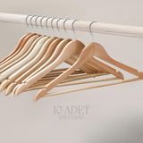 808 Studio Doğal Ahşap Askı 10 Adet – Elbise & Gömlek Askısı - Naturel