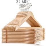 808 Studio Doğal Ahşap Askı 20 Adet – Elbise Askısı & Gömlek Askısı - Naturel