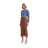 80806 Yırtmaçlı Kalem Etek-Koyu Camel
