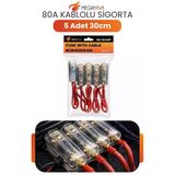 80A Kablolu Sigorta Seti 5 Adet 30Cm Oto Amfi Sigorta Kablo Bağlantı