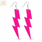 80’Ler 90'Lar Retro Neon Pembe Şimşek Küpe 10 Cm