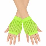 80’ler 90’lar Retro Neon Yeşil File Parmaksız Kısa Eldiven 11 Cm
