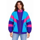 80’Ler Retro Wintage Dijital Baskılı Fermuarlı Rüzgar Kesici Mevsimlik Ceket - Çok Renkli / 3Xl
